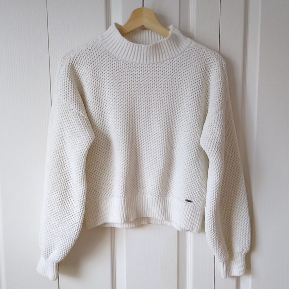 Hollister Sweaters - Hollister Cream Mock Neck Textured Cropped Sweater